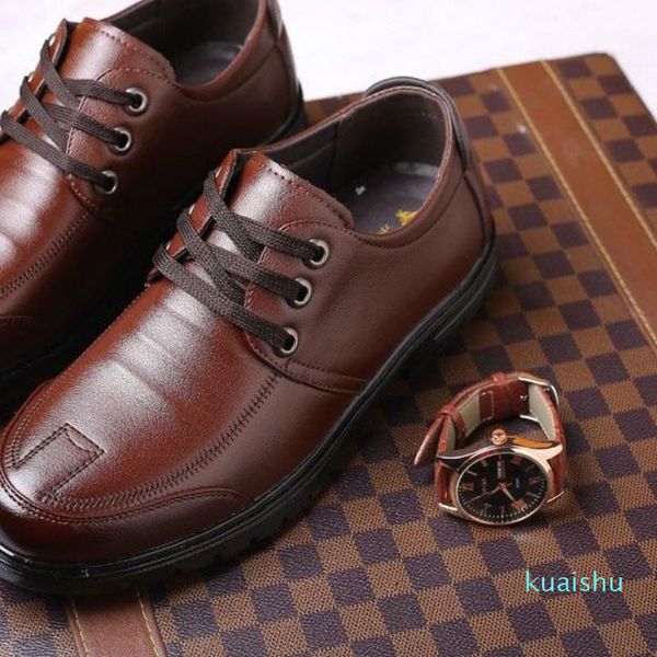 

dress shoes leather men's 2021 spring casual trend business, Black