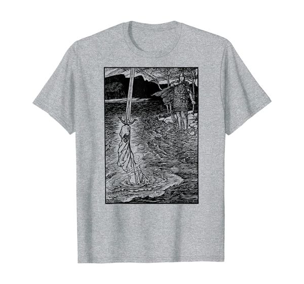 

lady of the lake excalibur sword sir lancelot king arthur t-shirt, White;black