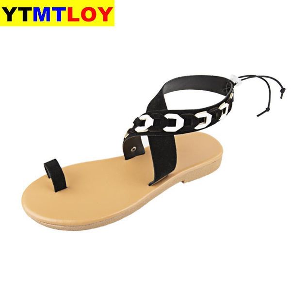 

plus size flats sandals for women woven sandals ladies shoes cross tied summer beach shoes casual flats women's, Black