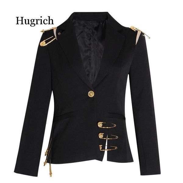 

women's suits & blazers 2021 autumn shoulder mesh stitching pin decoration long sleeve slim fitting suit jacket women, White;black