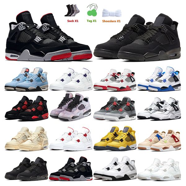 

men basketball shoes 4s university blue black cat fired red white cement cool grey mens trainer sport sneakers outdoor