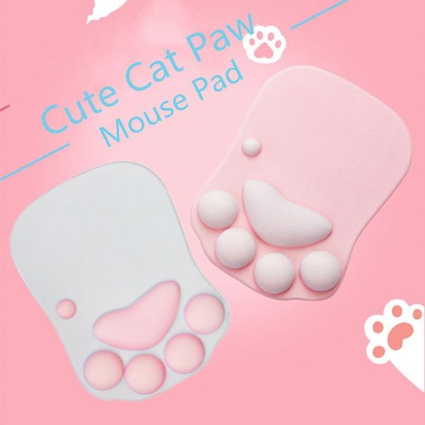 

mouse pads & wrist rests pad with rest cute 3d cat large computer mousepad soft silicone pink pc office gamer home mause mat for girl