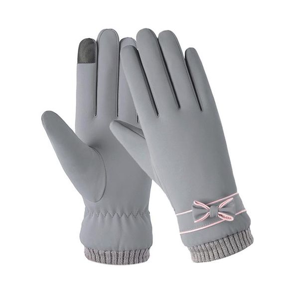 

five fingers gloves women' winter warm soft windproof waterproof cashmere brushed and thick  leisure outdoor touch screen, Blue;gray