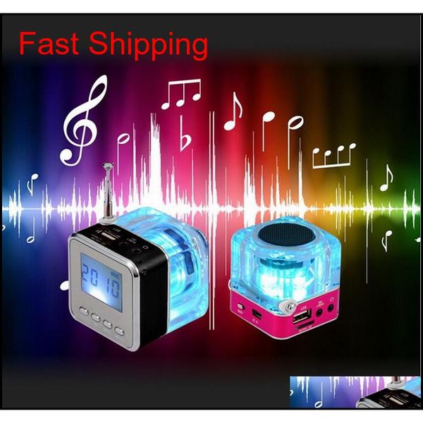 

original nizhi tt-028 crystal light fm radio mini speaker portable micro sd / tf mp3 player sounds box led screen subwoofer tt028 jhiq 7inud