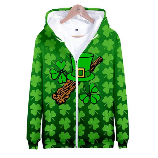 

men's hoodies & sweatshirts oversized 3d print zipper hoodie harajuku cosplay st.patrick's day hoddie fasion jacket loose sweatshi, Black