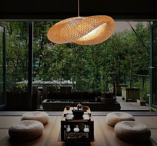 Novo moderno Bambo Pingente Luzes Bambu Lâmpada Ásia Restaurante Hotel Lâmpada Pingente para Sala de Estar Luminária de Cozinha Pendurado