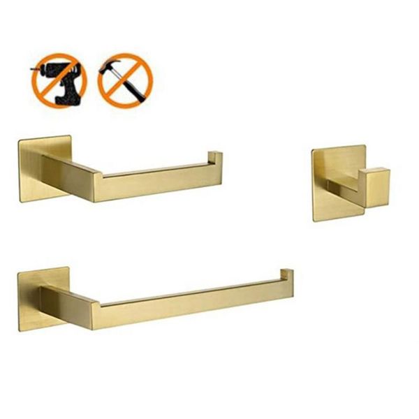 

towel racks 3pcs stainless steel rack punching paper toilet roll holder bathroom pendant set