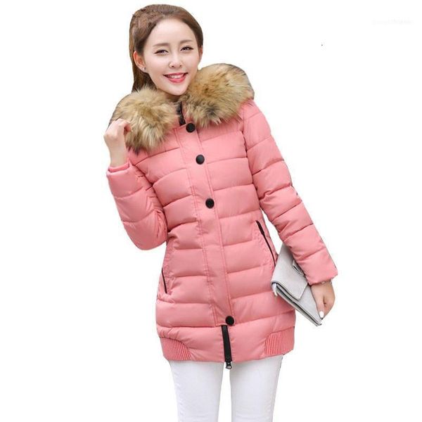 

women's down & parkas causal thick women with big fur collar detachable winter parka jacket long cotton hooded coat outerwear1, Black