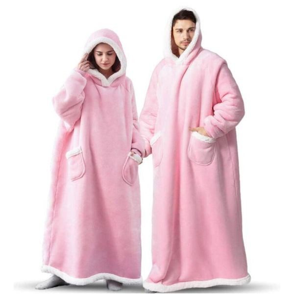 

blankets warm plaid blanket with sleeves winter soft fleece weighted sofa hooded plush fluffy wearable long hoodie