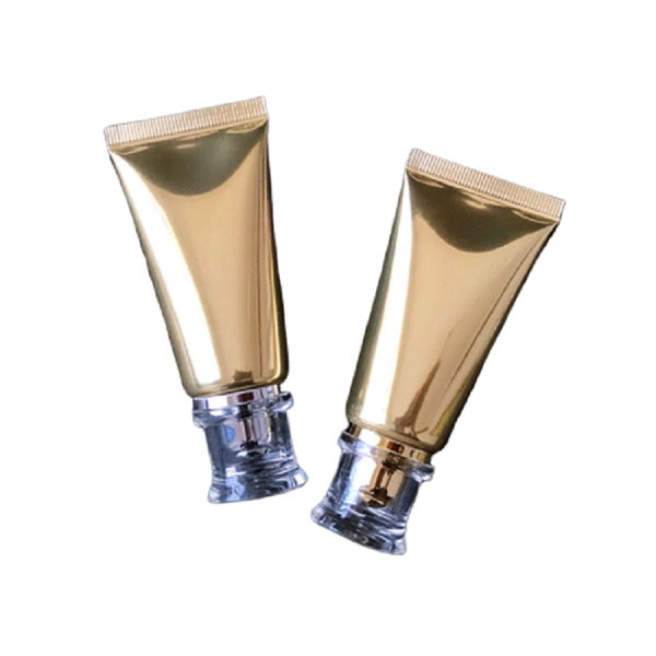 

30ml cosmetic soft tube refillable travel bottle facial cleanser container squeeze tube empty packaging acrylic lid gold glossy