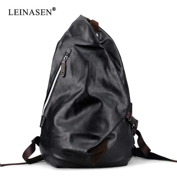 

brand mens soft pu leather backpack for travel casual men daypacks leather travle backpack mochila black school backpacks 210929