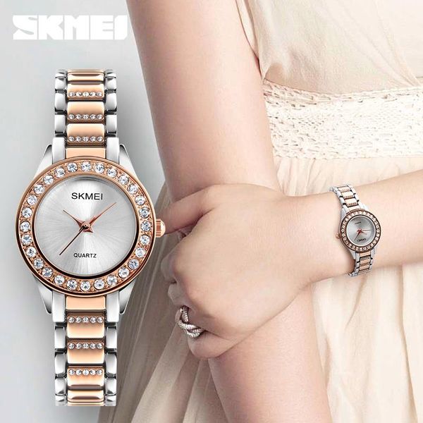 

wristwatches skmei simple women's watch 30m waterproof clock ladies quartz watches female wristwatch reloj hombr montre femme 1262, Slivery;brown