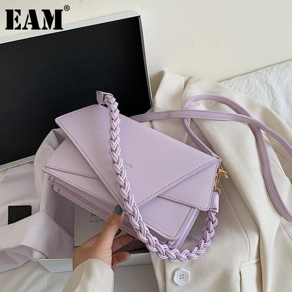 

cross body [eam] women purple irregular quality pu leather flap personality all-match crossbody shoulder bag fashion tide 2021 18a2042