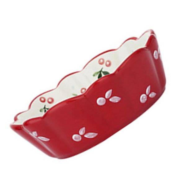 

cherry pattern ceramic bowl creative salad bowl container tableware dessert for home restaurant kitchen (small bowl)