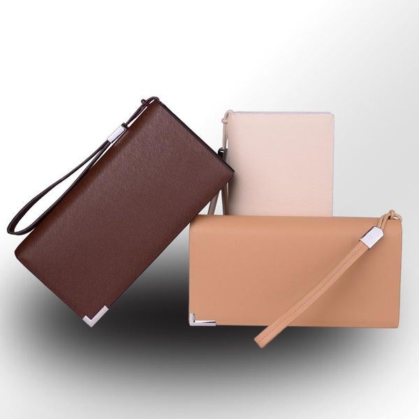 

wallets for men leather long clutch phone wrist card holder luxury ticket purse wallet with strap, Red;black