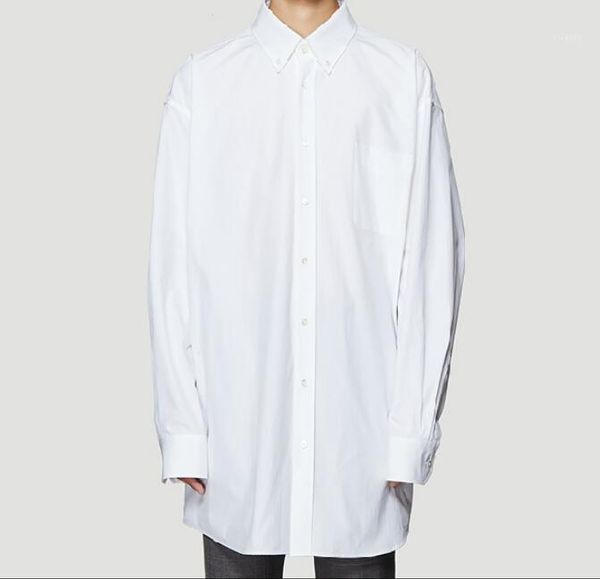 

s-6xl 2019 summer men's new fashion shirt personalized large size customizatio loose simple long-sleeved shirt1, White;black