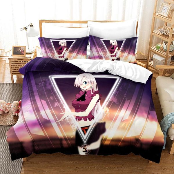 

bedding sets seven deadly sins duvet cover quilt pillowcases japanese anime set  king full size bed comforter