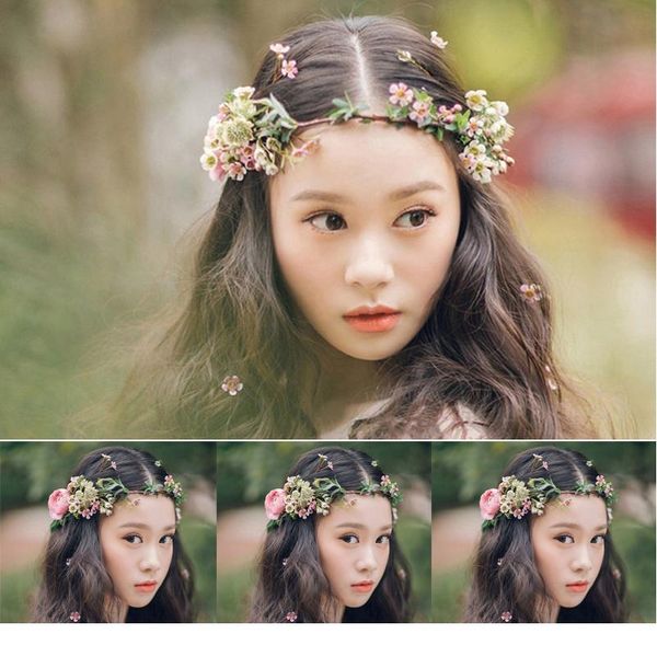 

women bride flower wreath bridal headdress ornaments floral garlands bride hair band flower hair accessories pgraphy qylbca