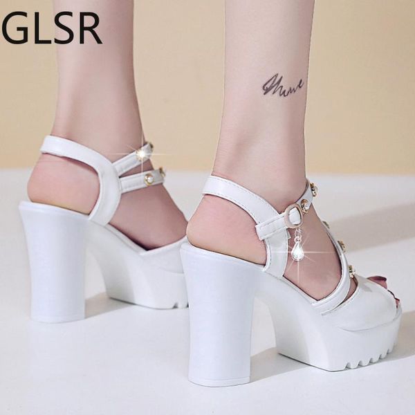 

women ladies fashion crystal solid peep toe buckle casual shoes sandals sandals high heels women platform high heels, Black