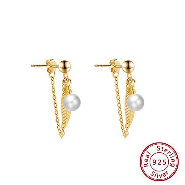 

dangle & chandelier orsa jewels elegant 925 sterling silver drop earrings unique leaf chain with pearl party jewelry for women eqe36