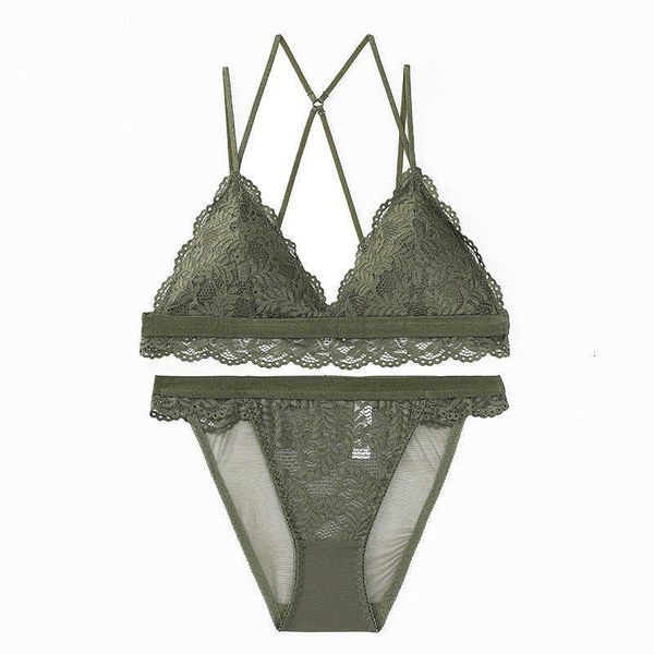 

french lace bra set spring and summer thin no steel ring gathered women' deep v underwear set, Red;black