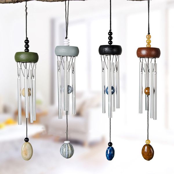 Madeira alumínio tubo pingentes criativos mini metal vento chime casa e carro ventos chimes pingente decoração artesanato presentes cgy179