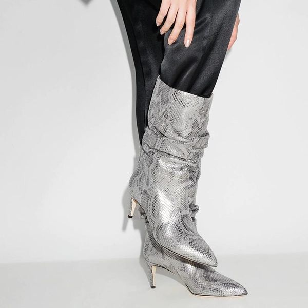 

boots 2021 autumn winter show high-heeled serpentine, Black