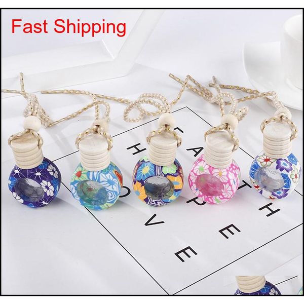 

8ml hanging car perfume floral bottle fragrance diffuser bottle air freshner empty glass essential oil bottle car ac jllrty yy_dhhome, Silver