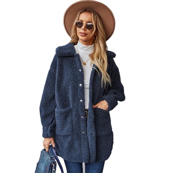 

women's wool & blends 2021 self-designed fur coat and fleece sweater in the winter long to keep warm + comfort, Black