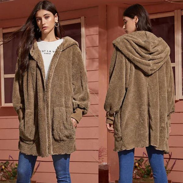 

women's jackets women coat autumn winter faux fur jacket large size plush overcoat nice office lady long sleeve zipper#j31, Black;brown