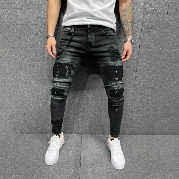 

men's jeans korean fashoins pants men 2021 vintage straight trousers hip hop streetwear harem harajuku baggy, Blue