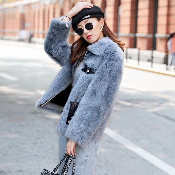 

women's fur & faux coat winter natural women clothes 2021 real jacket korean 100% wool female double-faced hiver 68570, Black