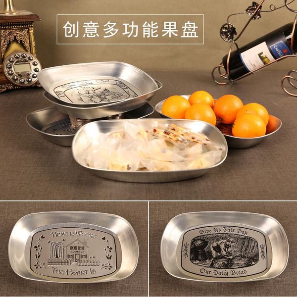 

storage bottles & jars european style retro iron plate boat type fruit tinplate small tray metal snack
