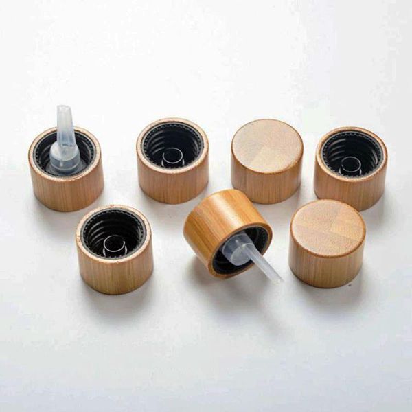 

storage bottles & jars 30pcs bamboo products cosmetic cap 18mm neck glass essential oil cover 18/410 plastic spiral drops of plug lid