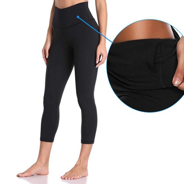 

women's leggings women high waist inside pocket, Black