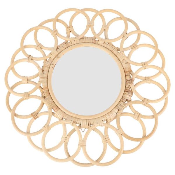 

mirrors 1pc household wall decorative mirror vintage rattan porch (khaki)