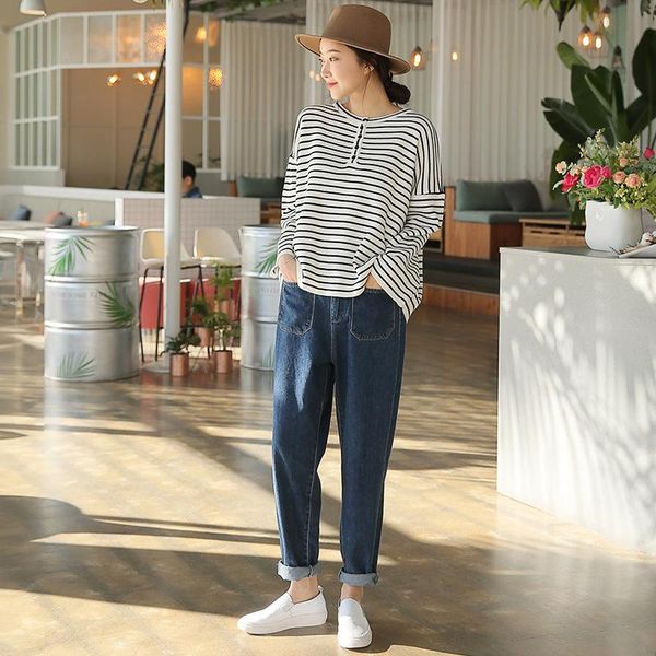 

women's jeans extra large size cowgirl harem pants fashion elastic back high waist loose casual daddy plus xl-7xl, Blue