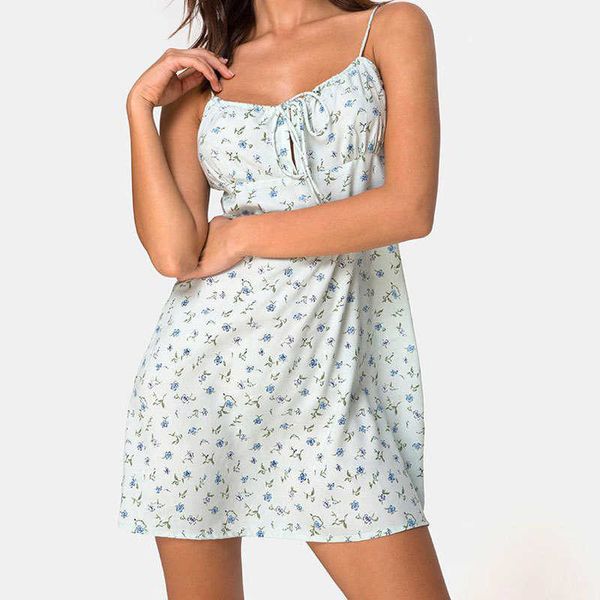 

thin printed women dress spaghetti strap back zipper boho summer female mini beach dresses w9194 210526, Black;gray