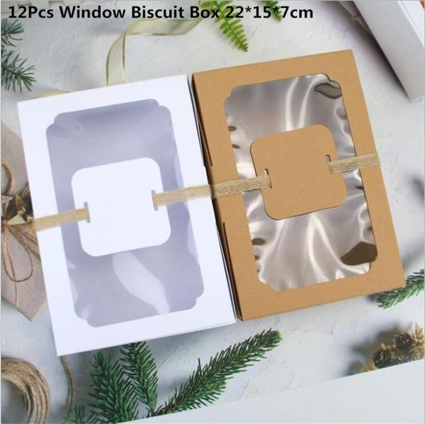 

gift wrap window biscuit box 12pcs pack 22*15*7cm diy kraft paper party christmas