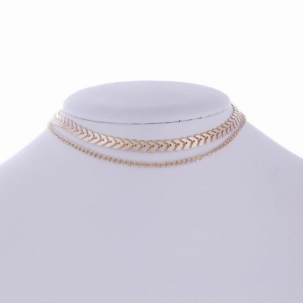 

chains double wheat chain layered chokers necklace for women simple necklaces bohemian jewelry, Silver