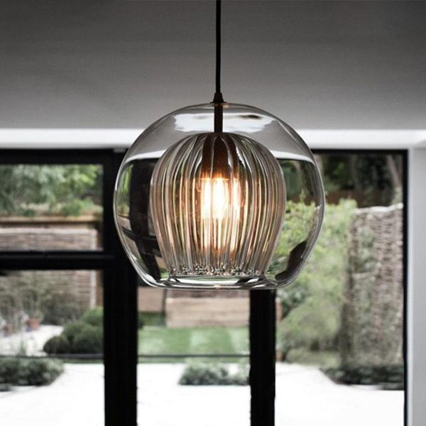 

pendant lamps led all copper dining room chandelier modern bedside lamp creative glass staircase nordic
