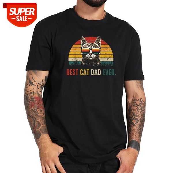 

Best Cat Dad Ever T Shirt 100% Cotton EU Size Cat Design Graphic Pattern Print Summer Tops Tee Homme #Q401, White;black