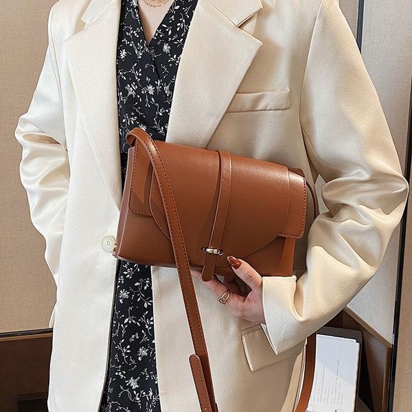

shoulder bags french style for women 2021 brand designer pu leather solid color simple temperament lady crossbody black