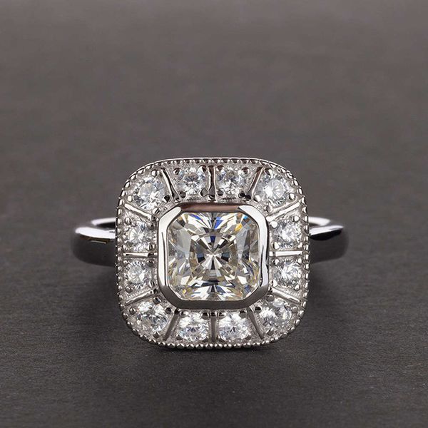 

hbp fashion pure silver super flash luxury inlaid high carbon diamond simulation ring square sale