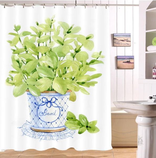 

shower curtains lb potted plant green leaf white long curtain liner with mat set bathroom nature waterproof fabric for art bathtub decor