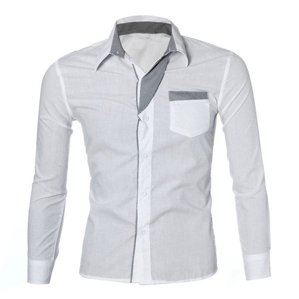 

clothing cato fashion men luxury long mouwen casual slim fit stylish shirts men's shirt style, White;black