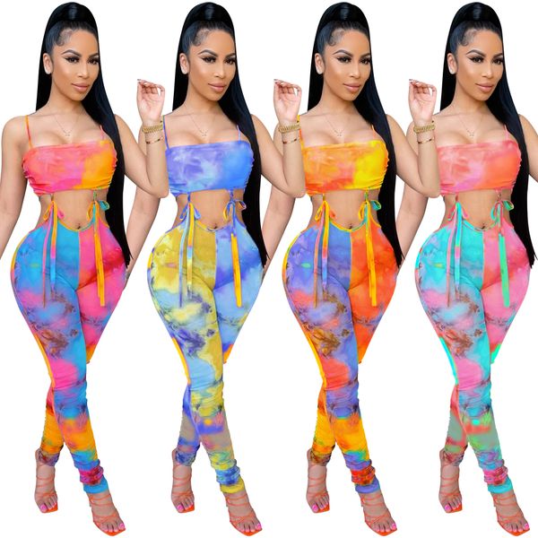 

fashion women's jumpsuit rompers pant style tie-dye chain printing women 2022 summer outfits woman pants sling tube shorts 5179, Black;white