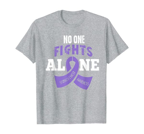 

nobody fights alone stomach cancer awareness ribbon t-shirt, White;black