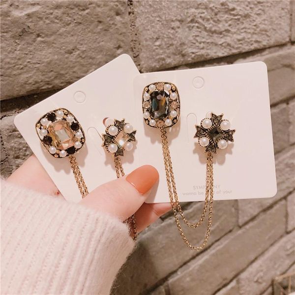 

pins, brooches rhinestone geometry brooch pin pearl tassel chain pins scarf buckle badge suit corsage jewelry gifts for women accessories, Gray