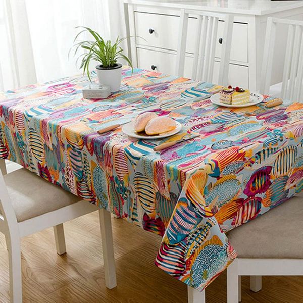 

table cloth tropical ocean fish non-slip cover adiabatic home decor tablecloth background manteles toalha de mesa